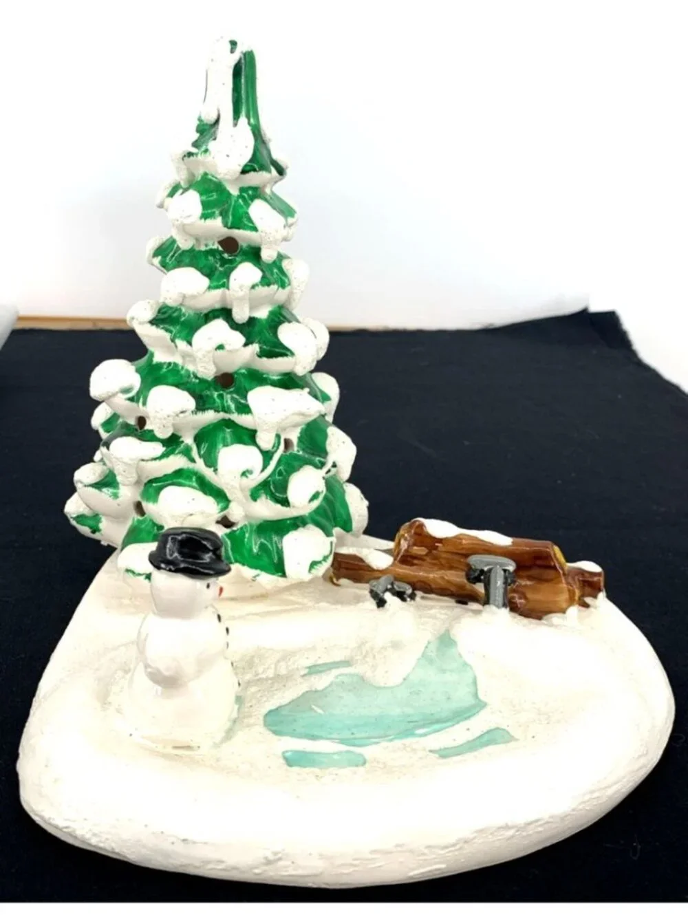 Dept 56 Snow Village Skating Pond Snow Man 50172 1982-84 Ceramic
